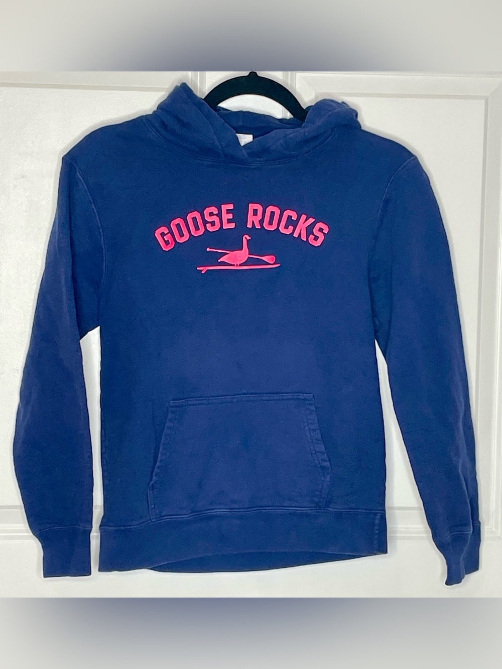Goose Rocks Maine Youth Large Navy Hoodie Sweatshirt Pink Graphic Port & Company